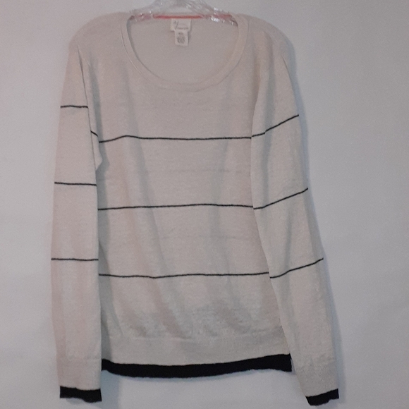 Linen Sweater Beige Stripe Nautical by Andrea Jovine XL - Picture 1 of 4